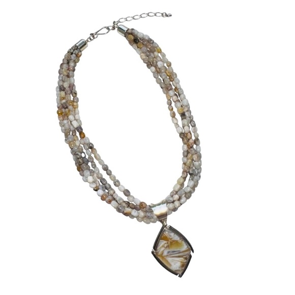 Jay King Agate Sterling Silver Multi Stranded Pendant Necklace - Picture 4 of 10